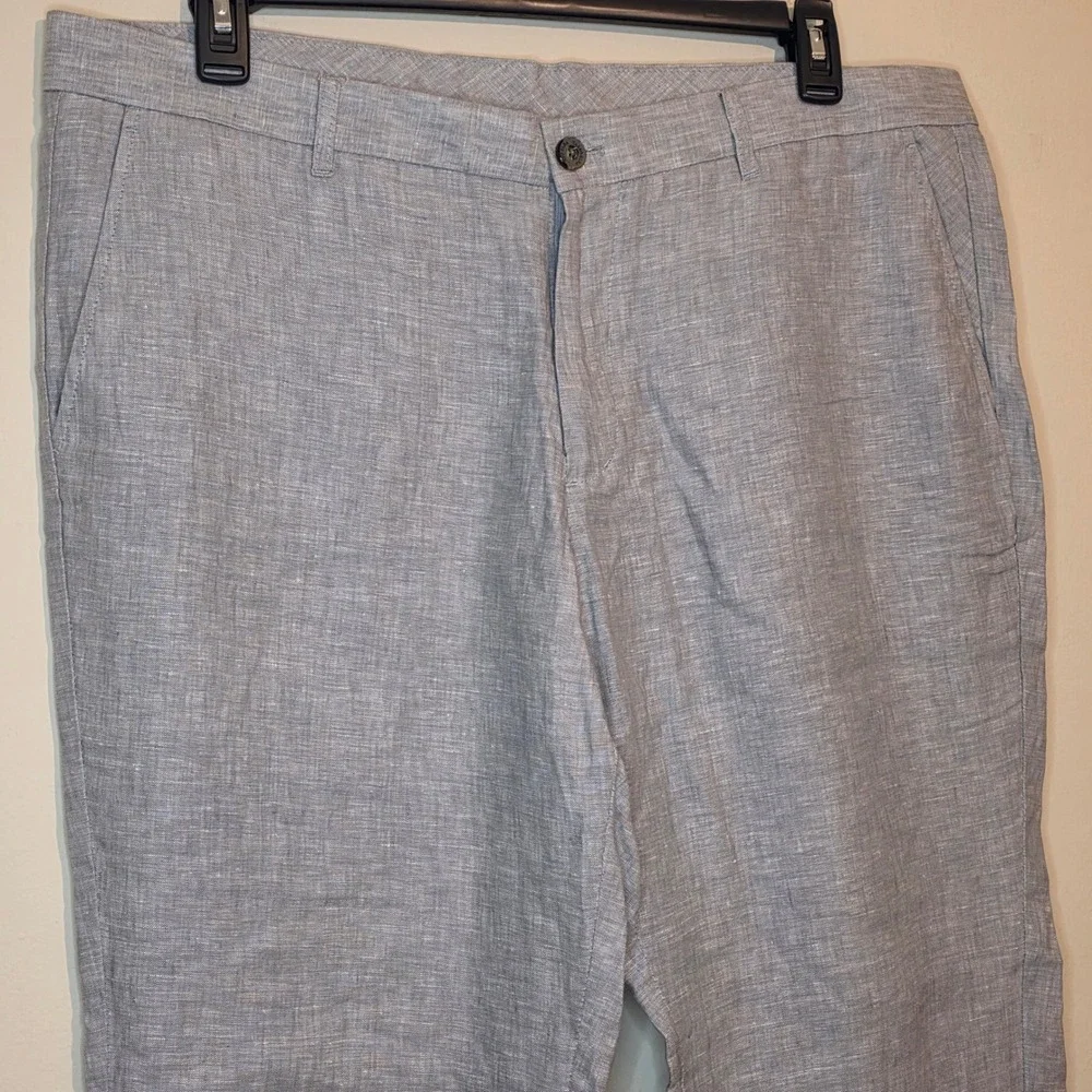 Club Room Men's Gray 100% Linen Pants 40W 30L Pleated Flat Front Dress Casual - Picture 2 of 11